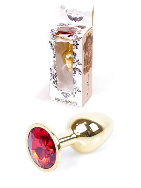 Stalowy korek analny plug złoty sex kryształ 7cm