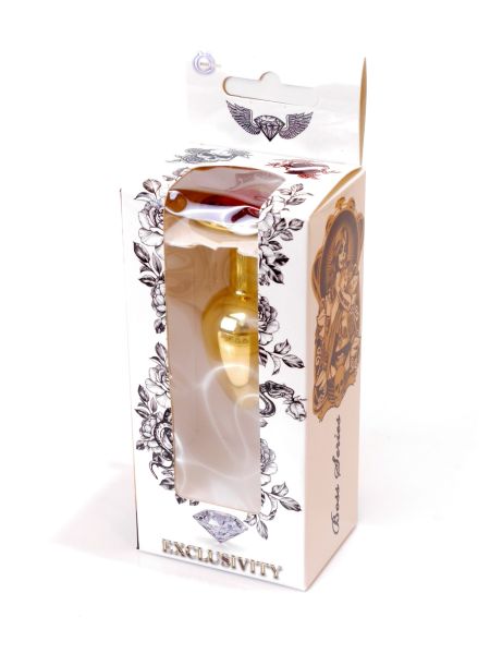 Stalowy korek analny plug złoty sex kryształ 7cm - 8