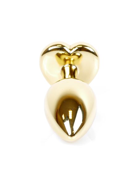 Stalowy złoty korek analny stal kryształ serce 7cm - 5