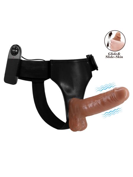 Strapon z wibracjami na paskach uprząż sex 16cm - 2