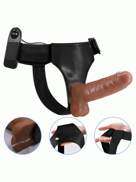 Strapon z wibracjami na paskach uprząż sex 16cm - 4