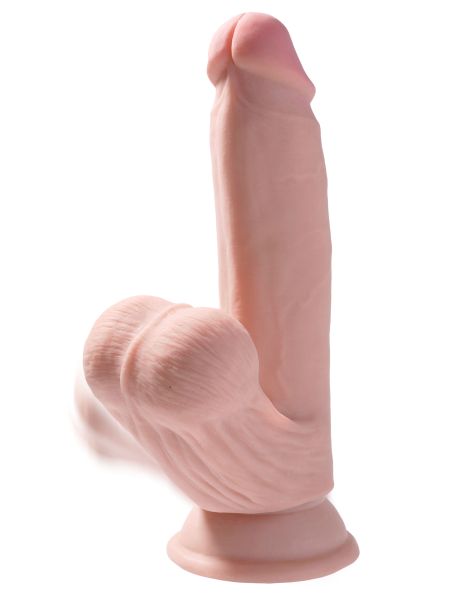 Dildo realistyczne z jądrami i przyssawką King Cock 21.5 cm