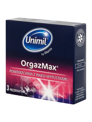 Prezerwatywy z wypustkami stymulujące Unimil OrgazMax 3 szt