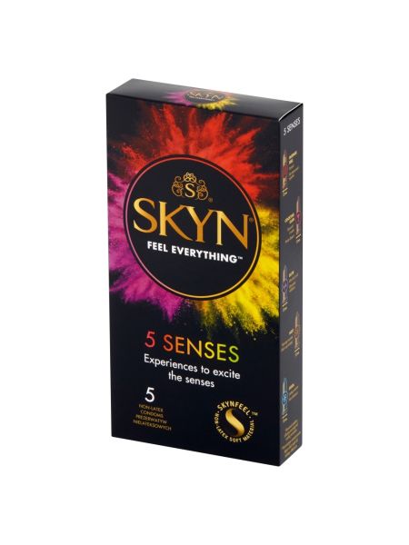 Prezerwatywy bez lateksu zestaw Skyn 5 Senses 5 sztuk