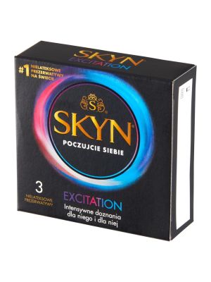 Prezerwatywy bez lateksu z wypustkami Skyn Excitation 3 szt