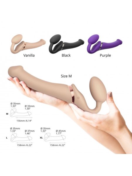 Jasne dildo z podwójną stymulacją i wibracjami - 7