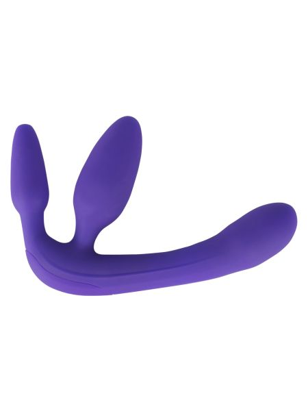 Potrójne wibrujące fioletowe dildo do penetracji - 4