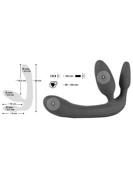 Potrójne wibrujące fioletowe dildo do penetracji - 14