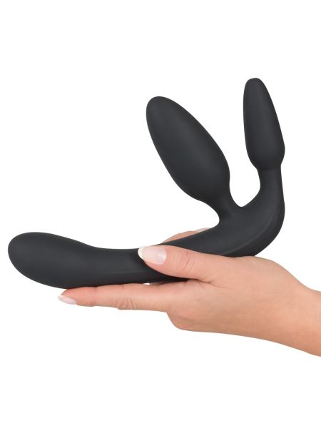 Potrójne dildo strap-on penetracja z wibracjami - 8