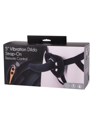 Strap-on regulowane paski wibrujące czarne dildo - image 2