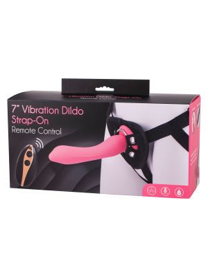 Strap-on regulowane paski wibrujące różowe dildo - image 2