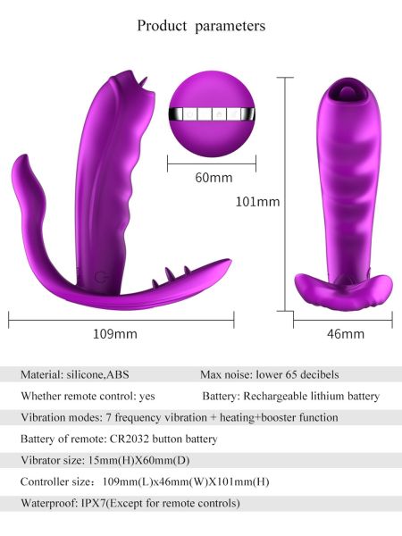 Wibrator damski masażer do majtek i łechtaczki z funkcją grzania silikonowy na pilota - 23