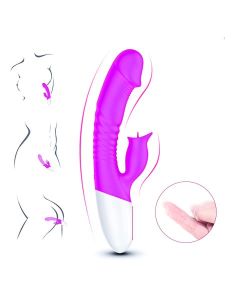 Wibrator króliczek podgrzewany sex 7 trybów 23cm - 4