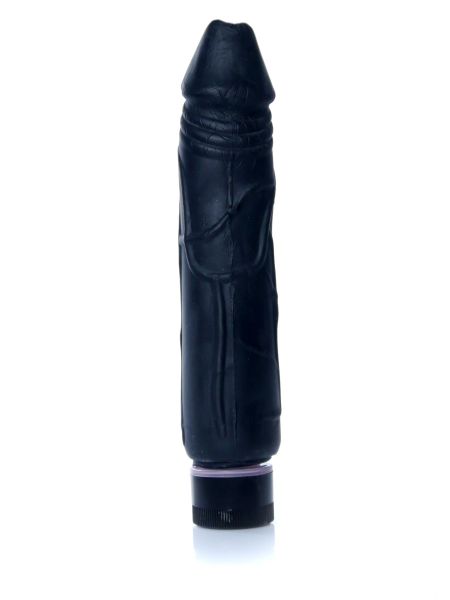 Wibrator czarny z cyberskóry naturalny penis - 3