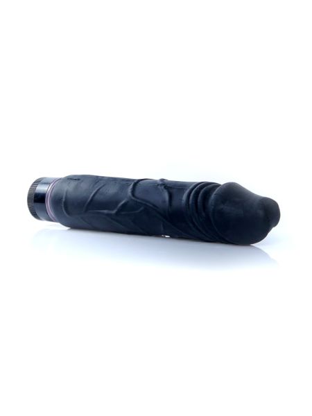 Wibrator czarny z cyberskóry naturalny penis - 4