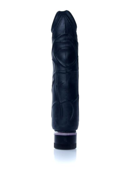 Wibrator czarny z cyberskóry naturalny penis - 5