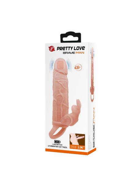 Wibrująca przedłużka penisa +5cm Pretty Love Brave Man - 8