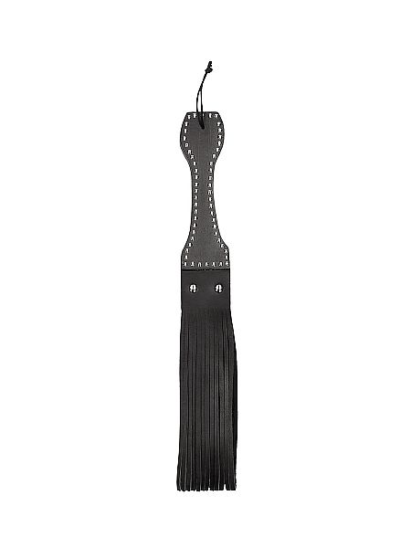 Wooden Handle Belt Whip Flogger Leather - Black