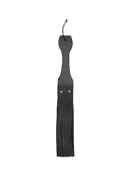 Wooden Handle Belt Whip Flogger Leather - Black - 4