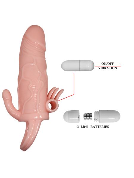 Wydłużająca nakładka na penisa wibruje stymulująca - 4