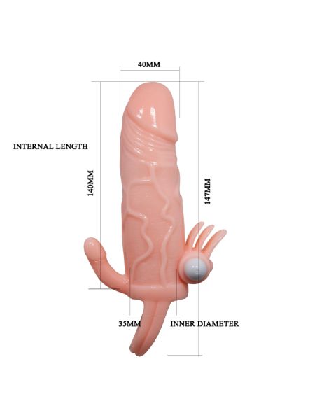 Wydłużająca nakładka na penisa wibruje stymulująca - 5