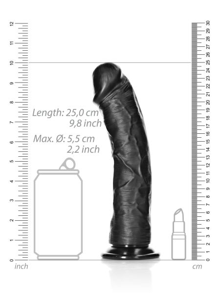Czarne realistyczne żylaste dildo przyssawka 25 cm - 7