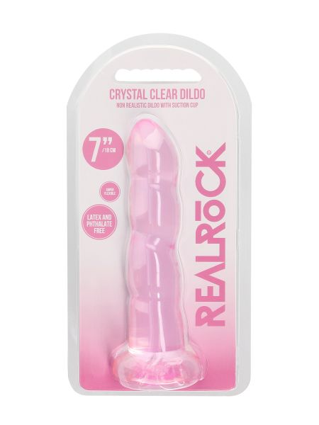 Dildo żelowe z przyssawką spiralne różowe RealRock 18 cm - 5