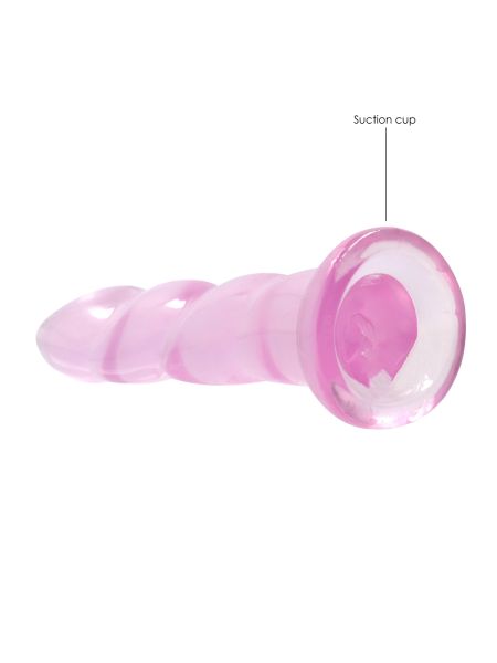 Dildo żelowe z przyssawką spiralne różowe RealRock 18 cm - 3