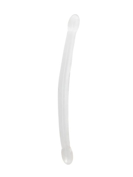 Podwójne dildo cienkie do sexu lesbijskiego białe 42 cm - 2