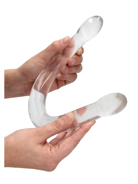 Podwójne dildo cienkie do sexu lesbijskiego białe 42 cm - 3