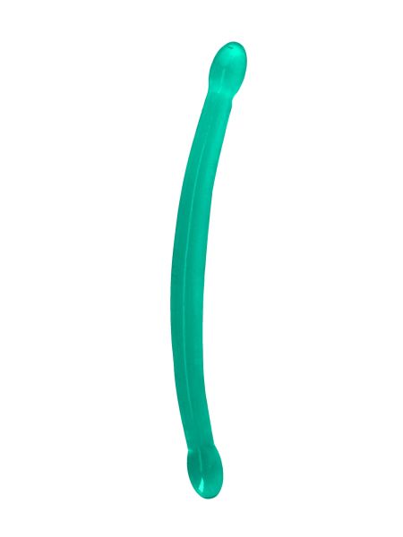 Podwójne dildo cienkie do sexu lesbijskiego zielone 42 cm - 3