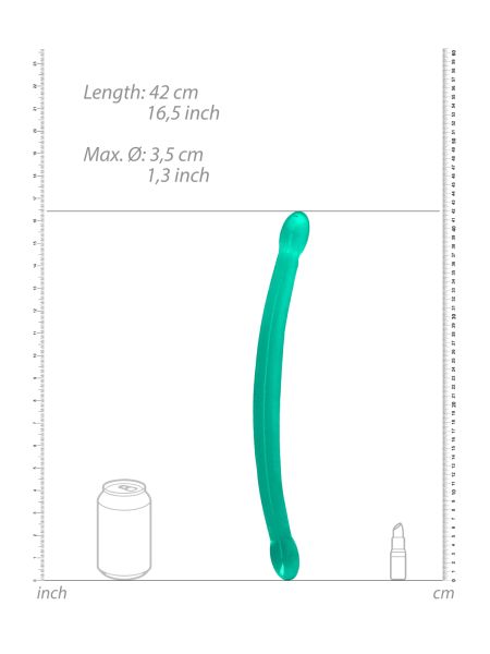 Podwójne dildo cienkie do sexu lesbijskiego zielone 42 cm - 4