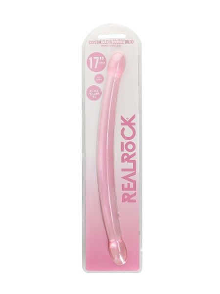 Podwójne dildo cienkie do sexu lesbijskiego różowe 42 cm - 2