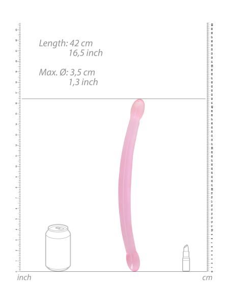 Podwójne dildo cienkie do sexu lesbijskiego różowe 42 cm - 4