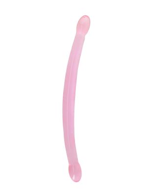 Podwójne dildo cienkie do sexu lesbijskiego różowe 42 cm - image 2