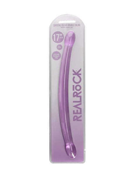 Podwójne dildo cienkie do sexu lesbijskiego fioletowe 42 cm - 2