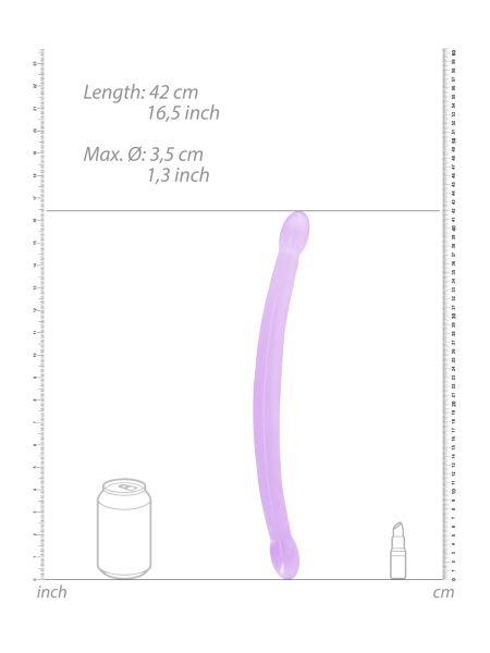 Podwójne dildo cienkie do sexu lesbijskiego fioletowe 42 cm - 4