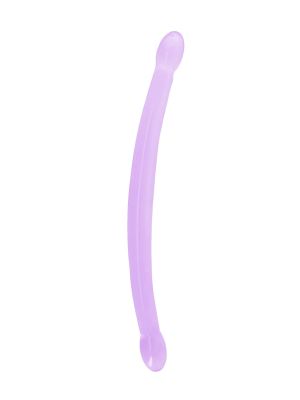 Podwójne dildo cienkie do sexu lesbijskiego fioletowe 42 cm - image 2