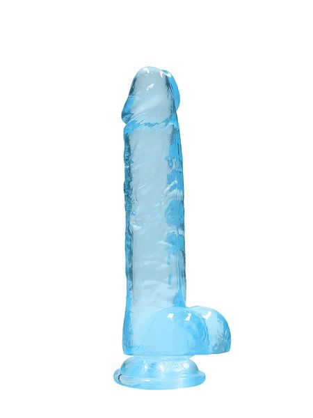 Dildo realistyczne z przyssawką i jądrami niebieskie 21cm - 2