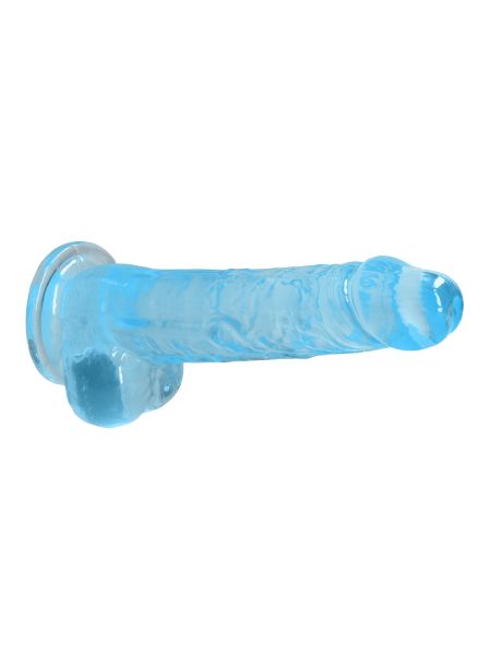 Dildo realistyczne z przyssawką i jądrami niebieskie 21cm - 3