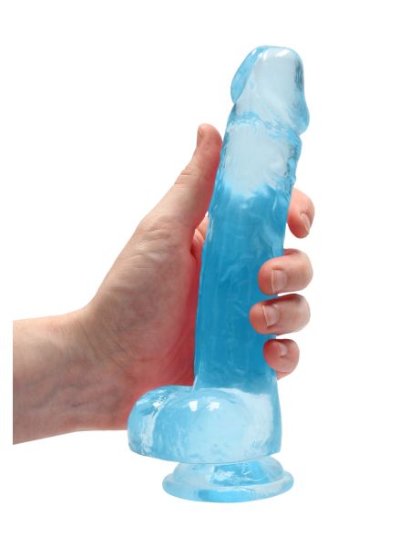 Dildo realistyczne z przyssawką i jądrami niebieskie 21cm