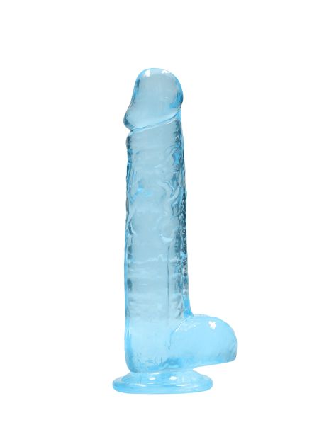 Dildo realistyczne z przyssawką i jądrami niebieskie 21cm - 4