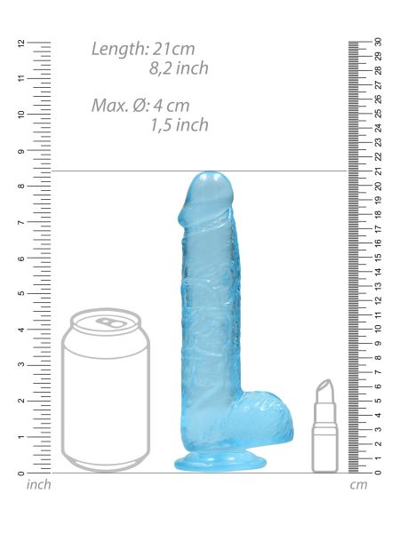 Dildo realistyczne z przyssawką i jądrami niebieskie 21cm - 6