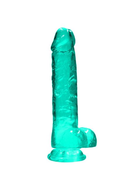 Dildo realistyczne z przyssawką i jądrami zielone 21cm - 2