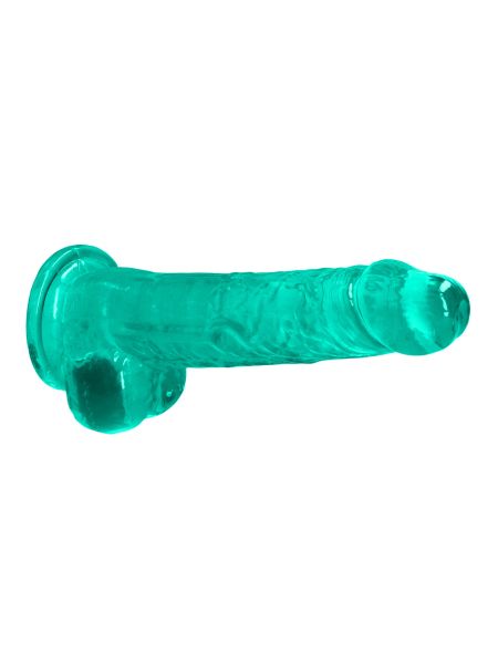 Dildo realistyczne z przyssawką i jądrami zielone 21cm - 3