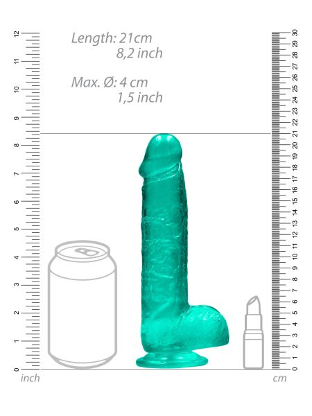 Dildo realistyczne z przyssawką i jądrami zielone 21cm - 6