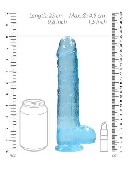 Dildo realistyczne z przyssawką jądra żelowe niebieskie 25cm - 7