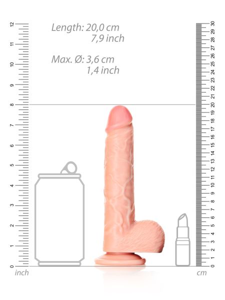 Duże żylaste miękkie dildo z mocną przyssawką 20cm - 7