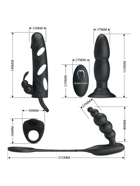 Zestaw erotyczny 4 cz plug ring nakładka na penisa - 10