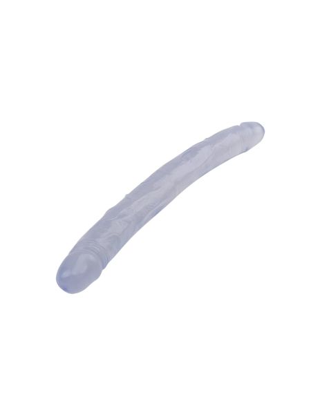 Białe podwójne żylaste dildo sex lesbijski 32,5 cm - 4